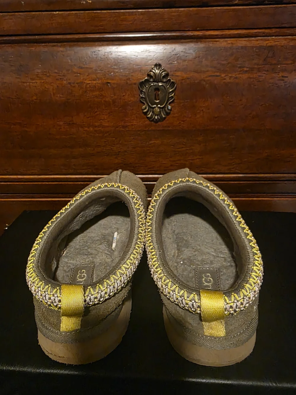 Kid's Slip-On Suede Clog in Olive with Contrasting Trim